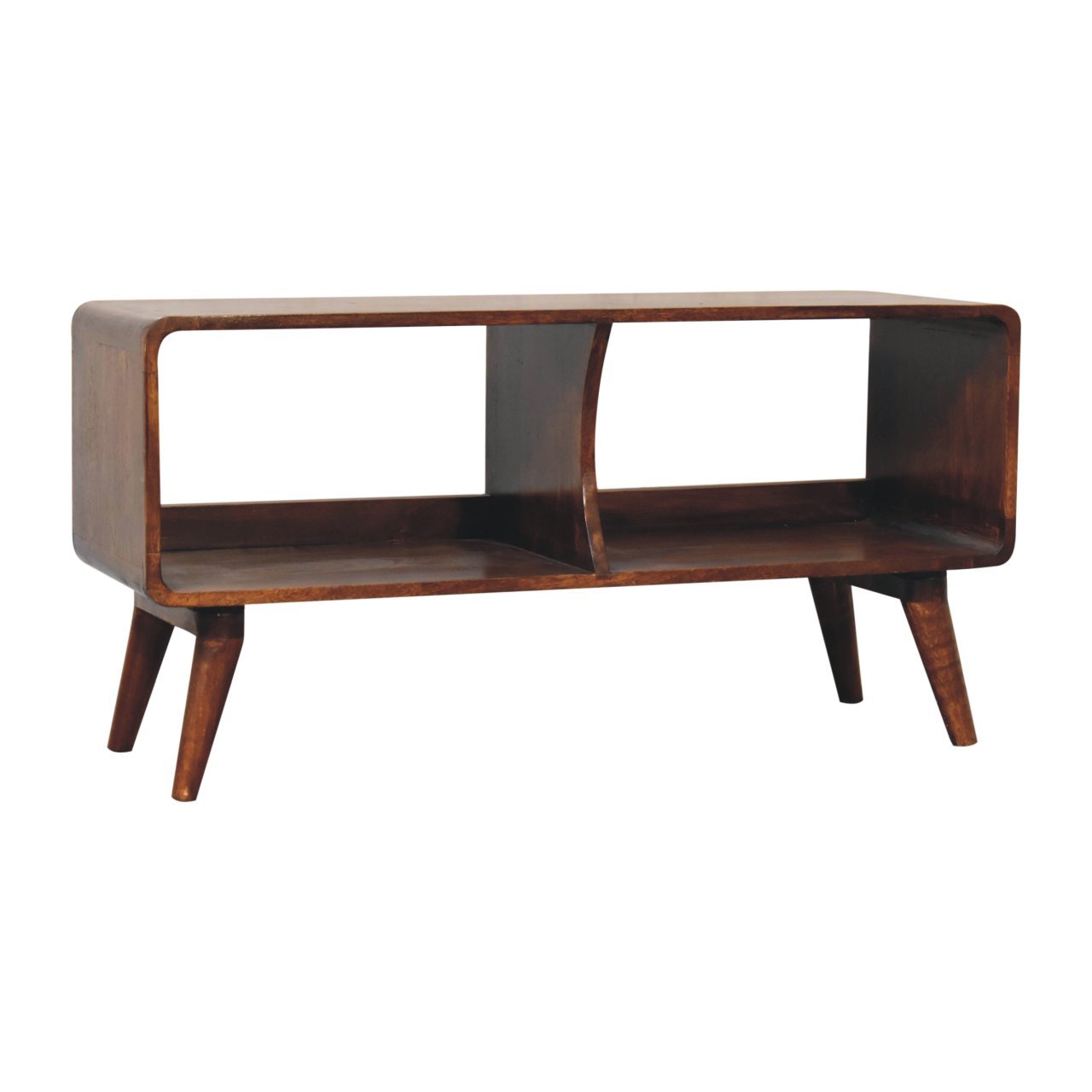 Curved Chestnut Double Slot Media Unit - L35 x W100 x H50 cm - Image 3