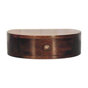 California Walnut Wall Mounted Rounded Bedside - L31 x W40 x H11 cm