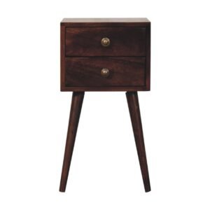 Mini 2 DrawerCalifornia Walnut Bedside - L30 x W30 x H57 cm