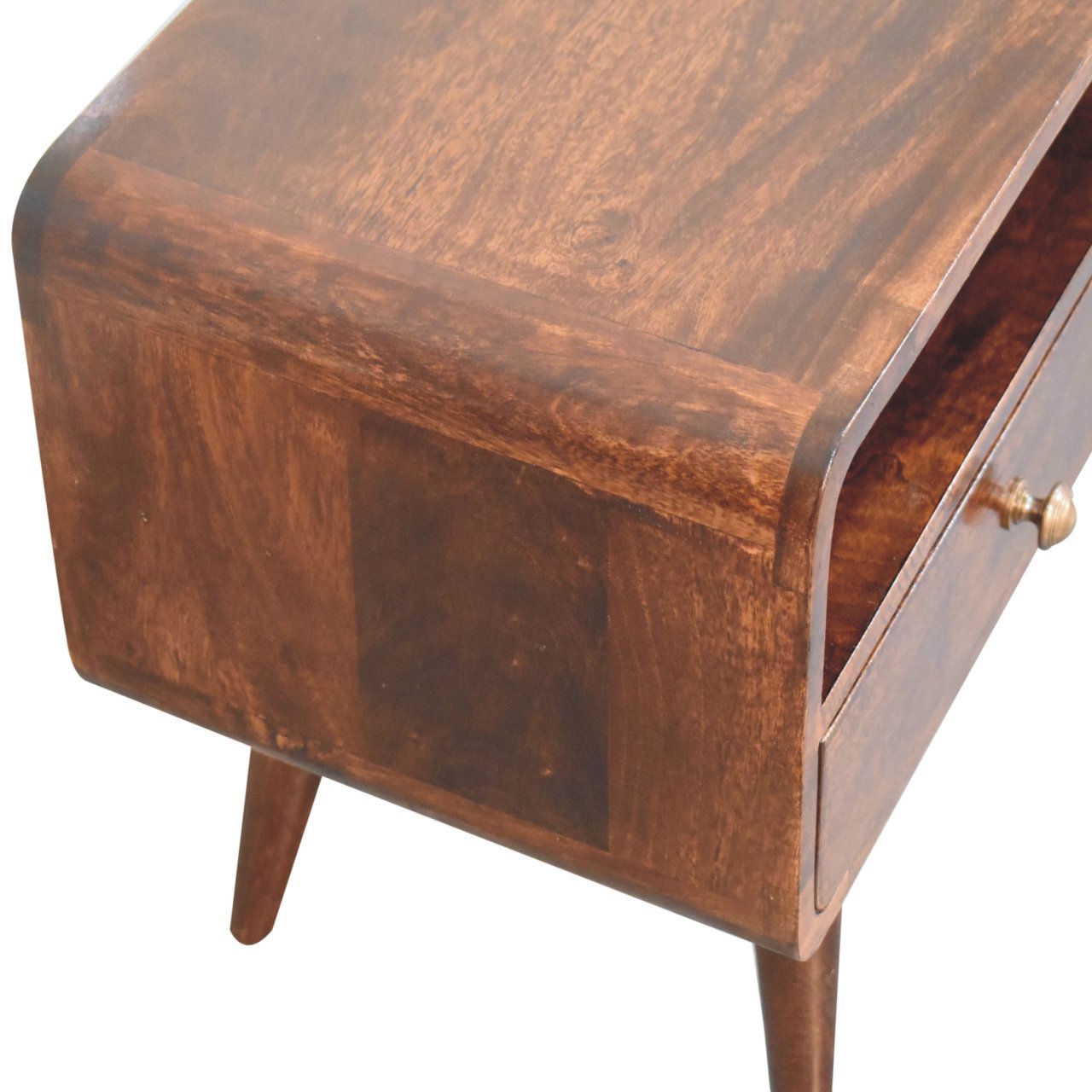 Curved California Walnut Media Unit - L35 x W90 x H47 cm - Image 5