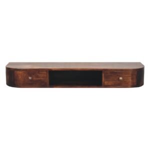 Lunar 2 Drawer Wall Mounted Chestnut Console - L30 x W110 x H15 cm