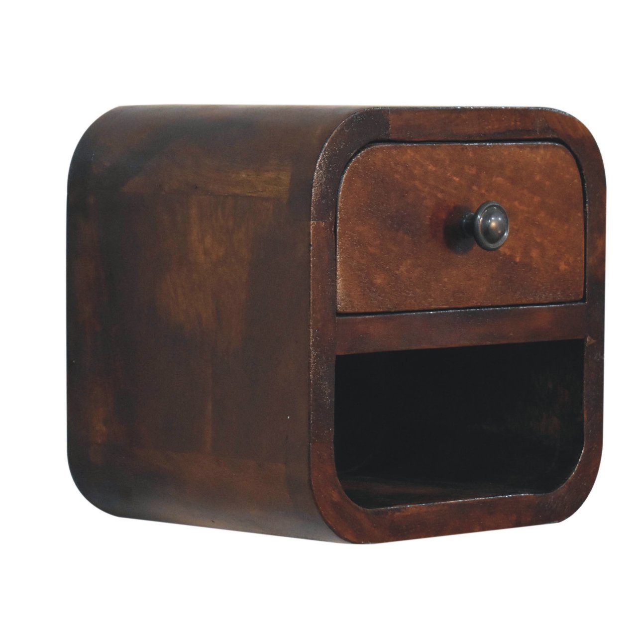 Extra Mini Curved Chestnut Bedside with Open Slot - L17 x W20 x H20 cm - Image 2