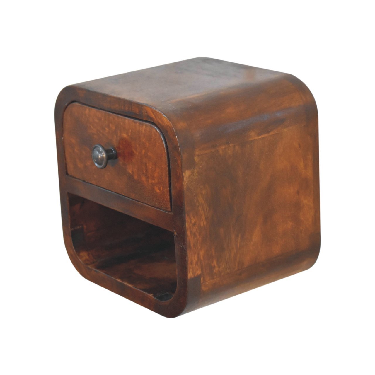 Extra Mini Curved Chestnut Bedside with Open Slot - L17 x W20 x H20 cm - Image 4