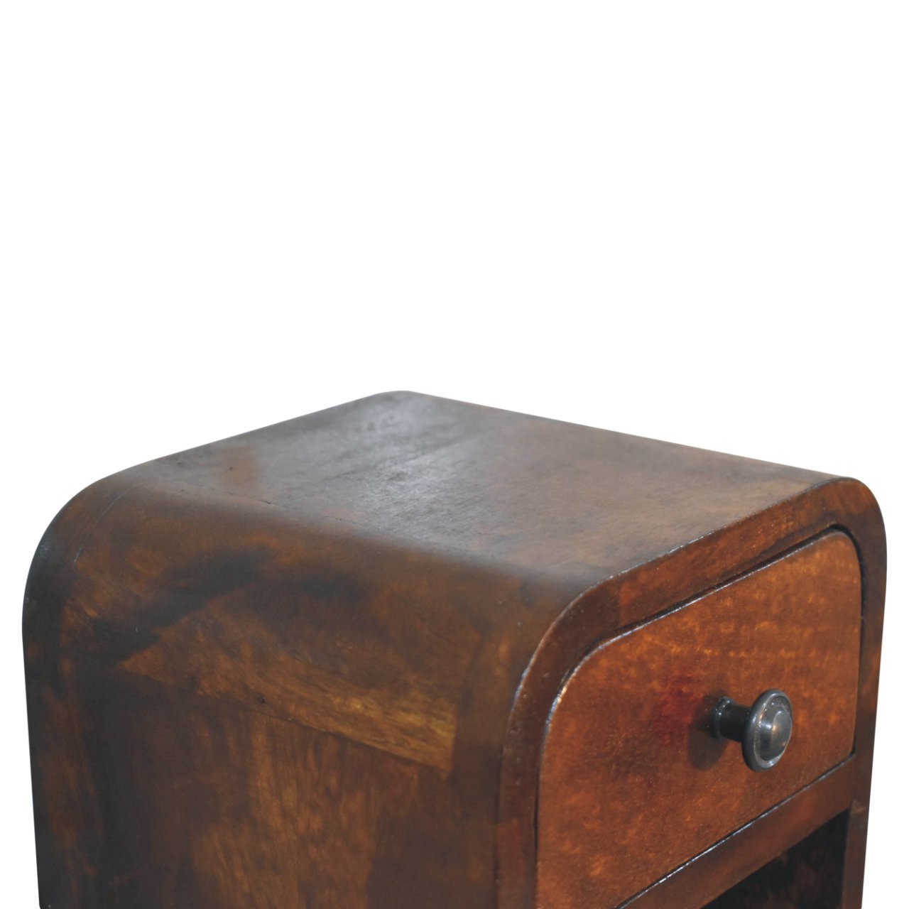 Extra Mini Curved Chestnut Bedside with Open Slot - L17 x W20 x H20 cm - Image 6