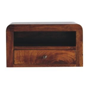Chunky Chestnut 1 Drawer Wall Mounted Nightstand - L30 x W45 x H25 cm