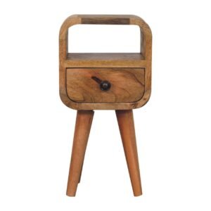 Extra Mini Oakish Curve Open Slot Bedside - L20 x W20 x H40 cm