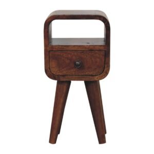 Extra Mini Chestnut Curve Open Slot Bedside - L20 x W20 x H40 cm