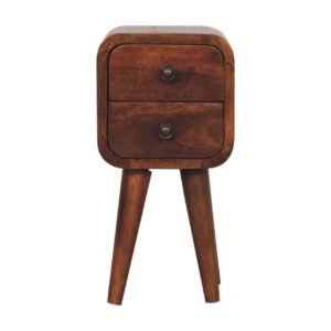 Extra Mini Curved Chestnut Bedside - L20 x W20 x H40 cm