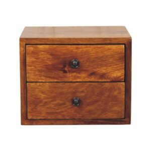 Solis 2-Drawer Chestnut Wall Mounted Nightstand - L25 x W30 x H24 cm