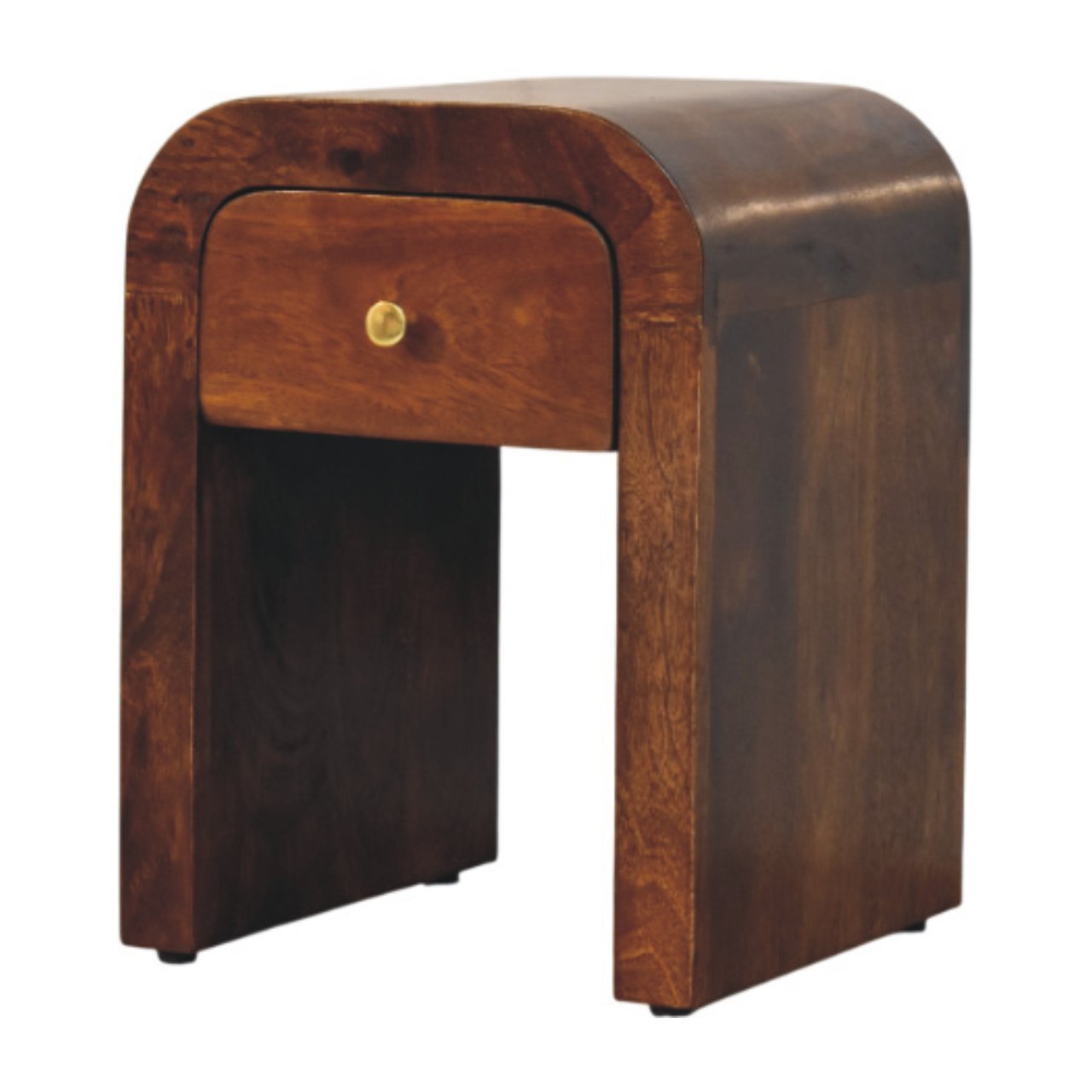 Mini Darcy Chestnut Nightstand with Curved Edges - L30 x W30 x H40 cm