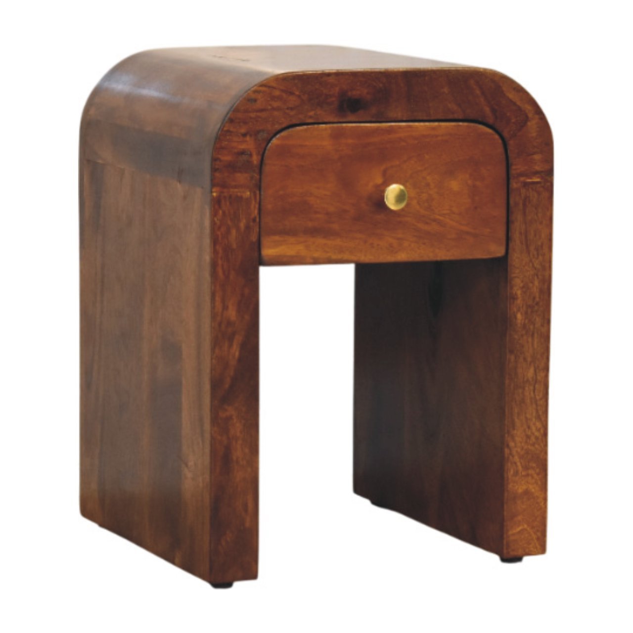 Mini Darcy Chestnut Nightstand with Curved Edges - L30 x W30 x H40 cm - Image 2