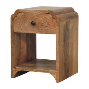 Newton Mini Oak-ish Nightstand with a drawer and open shelf - L30 x W30 x H40 cm