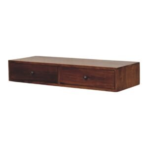 Lunar 2 Drawer Chestnut Wall Mounted Console - L32 x W88 x H15 cm
