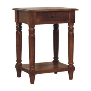 Turned Legs Chestnut 1 Drawer Side Table - L35 x W45 x H60 cm
