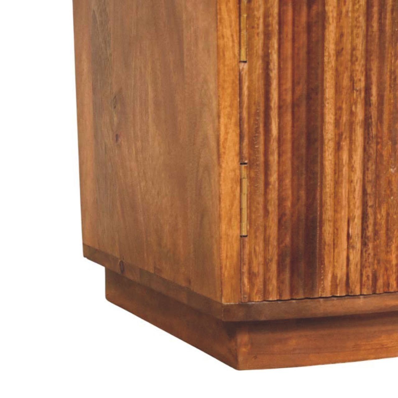 Solid Wood Curved Ribbed Bedside with Drawer - L40 x W50 x H60 cm - Image 7