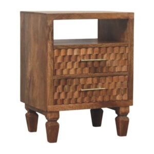 Cadiz Carved Open-Shelf Bedside - L35 x W45 x H60 cm