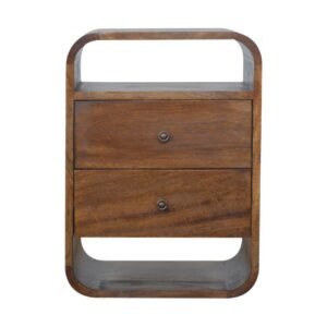 Chestnut Curve 2 Drawer Bedside - L35 x W40 x H55 cm