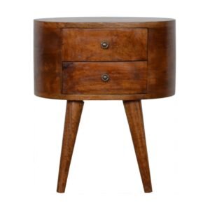 Chestnut Rounded Bedside Table - L35 x W45 x H54 cm