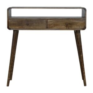 Curved Grey-wash Console Table - L35 x W90 x H90 cm