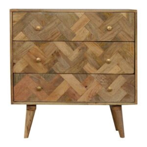 3 Drawer Zig-Zag Patterned Patchwork Chest - L35 x W75 x H76 cm