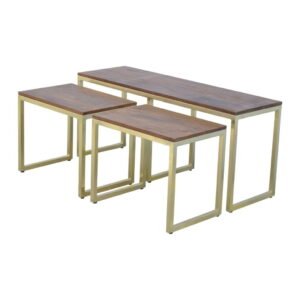 Chunky Gold Table Set of 3 - L35 x W120 x H52 cm