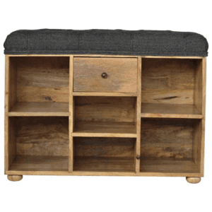 Black Tweed 1 Drawer Bench - L36 x W80 x H58 cm