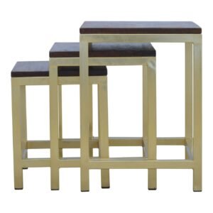 Chunky Gold Stool Set of 3 - L35 x W50 x H47 cm