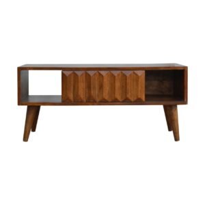 Chestnut Prism Sliding Media Unit - L35 x W88 x H40 cm