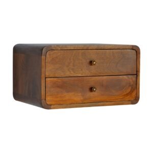 Floating Curved Chestnut Bedside - L32 x W45 x H25 cm