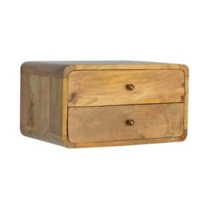 Oak-ish 2 Drawer Floating Bedside - L32 x W45 x H25 cm