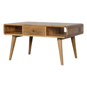 Curved Oak-ish Coffee Table - L55 x W85 x H45 cm